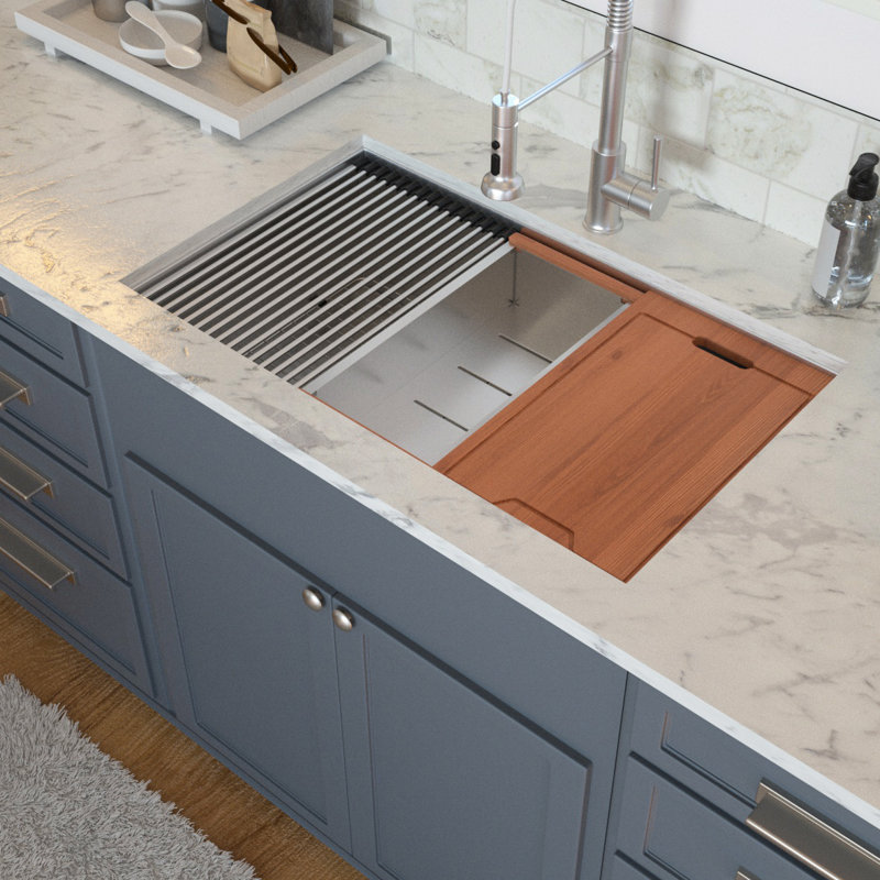 Logmey 33X19 Inch Kitchen Sink Undermount 16 Gauge Deep Single Bowl